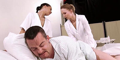 Bisexual nurses are fucking their patient to help him