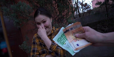 Asian beauty for cash copulates with stranger
