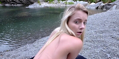 Lovely blonde Riley Star enjoys being fucked in nature
