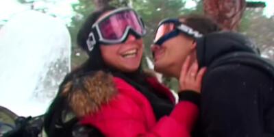 Winter sex with sky masks makes young couple super excited