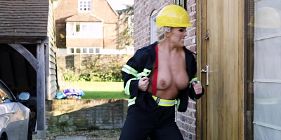 Smoking-hot firewoman brings skinny boy back to life serving cock