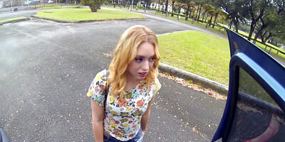 Redhead girl found in front of the local mall brought home and fucked in POV