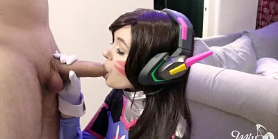 D.Va plays with cock and gets fucked! 2