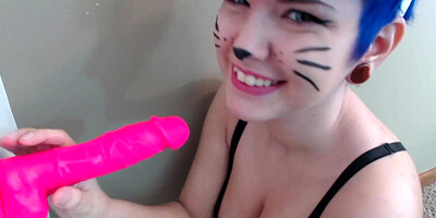 Kitty Ryden Gags on Pink Cock