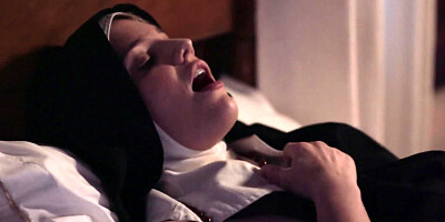Two naughty nuns decided to sin at night in the bedroom
