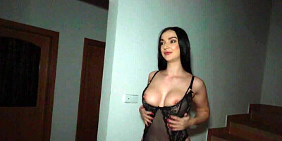 Amazing busty chick in lingerie fucks for money in POV