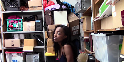 Shoplyfter - Cute Ebony Teen Sucks Cock to get out of Trouble