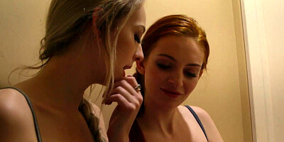 Ginger sweetheart is joined by two cute blondes for a lesbian threesome
