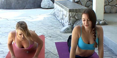 Dani Daniels and Heather Starlet are getting horny during yoga session