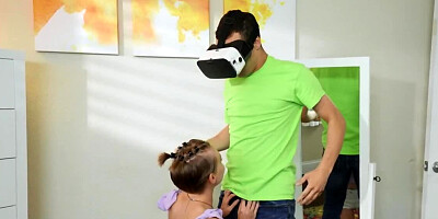 Roommate turns another girl boyfriend's VR sex into reality