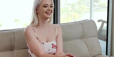 Adorable pale blonde is about to have naughty sex fun on casting
