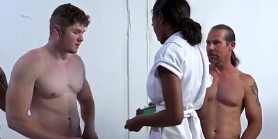Hot Ebony nurse Nadia gets plenty of cum samples