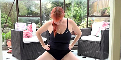 AuntJudys .. Buxom 43yo UK Auntie Velvet gets horny during Yoga