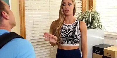 Naughty secretary Nicole Aniston is being fucked in the office by boss's son