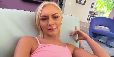 TWo cute blondes are sharing hard dick in this POV 3way
