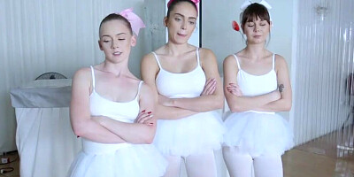 Young ballerinas are getting their banging skills checked by a ballet teacher