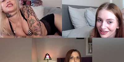 Three college chicks connected through Skype and put on a masturbation show