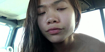 A close-up on an amateur Thai girl while giving a blowjob and getting stuffed