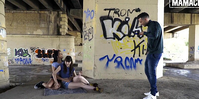 Luna Rival and Francys Belle are using dildo under the bridge