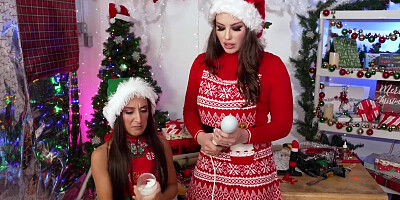 Mrs. Claus Surprises The Inventive Elf Sparkle In Her Sex Toy Factory Work Area - Lesbian Christmas
