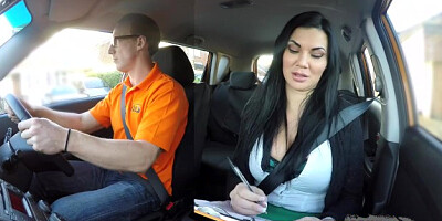 Fake Driving School Busty Examiner Passes Excitable Young Man on his Test
