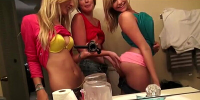 Three HOT & Horny College Girls Invite some Guys over for an Orgy