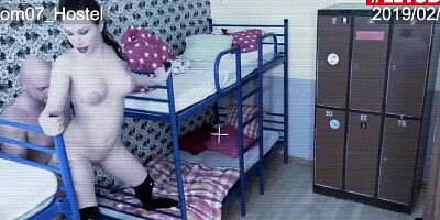 Horny couple is secretly filmed while fucking in the hostel room
