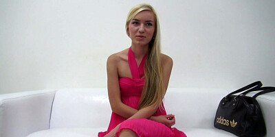 Small tits Czech blonde is doing her very first nude audition