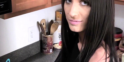 Curvy Step Sis Dana Wolf Gives Step Bro A Blowjob In The Kitchen POV Style - SisLovesMe
