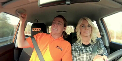 Driving school class turned into a hot banging between a blonde MILF and an instructor
